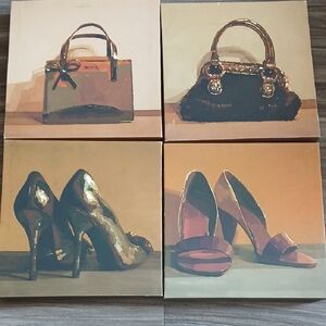 Elegant Handbag and Shoe Art Set
